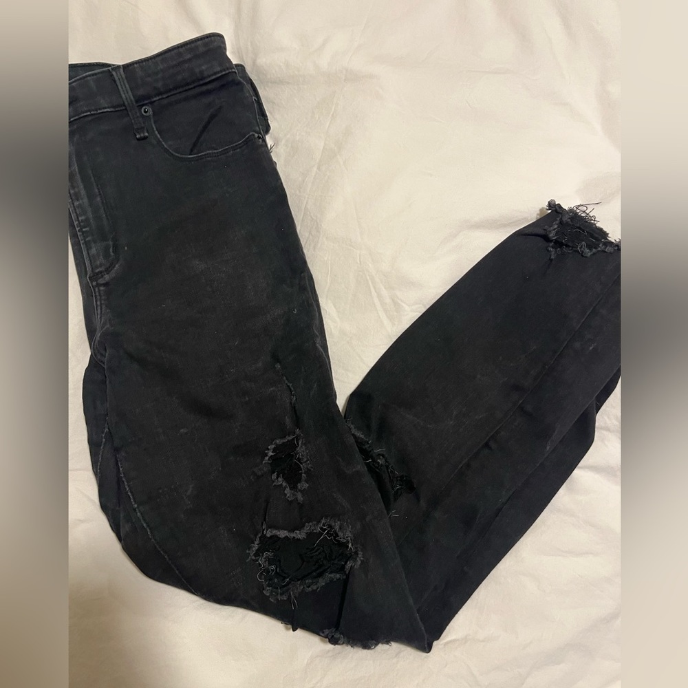 Abercrombie black ripped skinny jeans